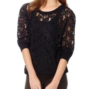 Wilfred | Aritzia Black Lace Pullover Crewneck Shirt